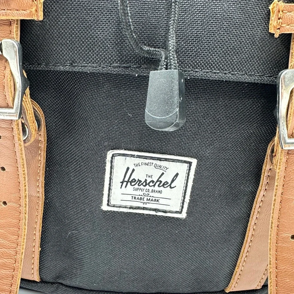 Herschel Supply Co Little America Backpack Black Tan Straps Laptop Sleeve Bag
